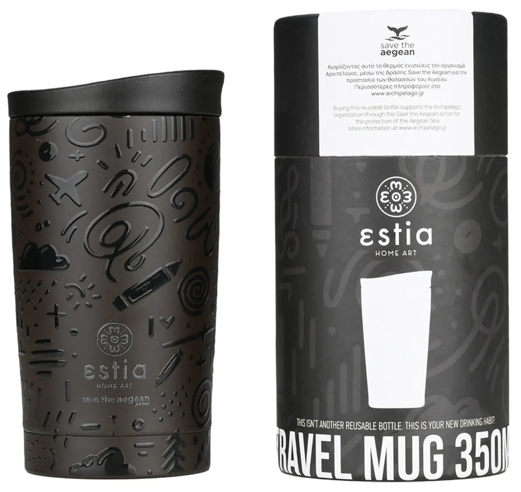 ESTIA ΘΕΡΜΟΣ TRAVEL MUG SAVE THE AEGEAN 350ml NOIR ECHO 01-25588