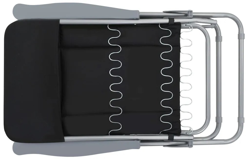 vidaXL Καρέκλες Κήπου Πτυσσόμενες 2 τεμ. Μαύρες με Μαξιλάρια