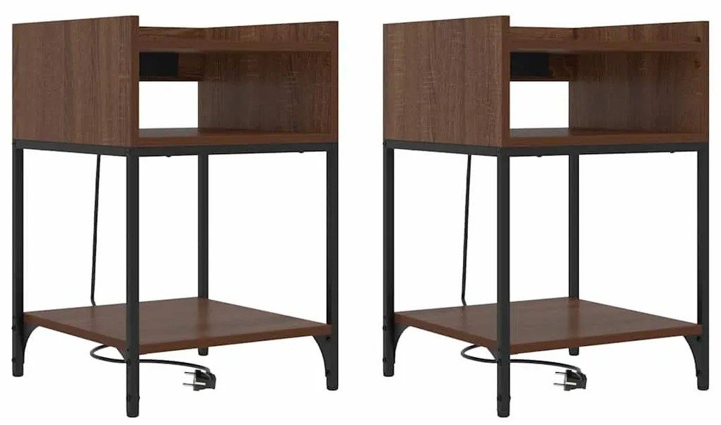 vidaXL Κομοδίνο 2 pcs Καφέ δρυς 40 x 40 x 61 εκ Επεξεργασμένο ξύλο