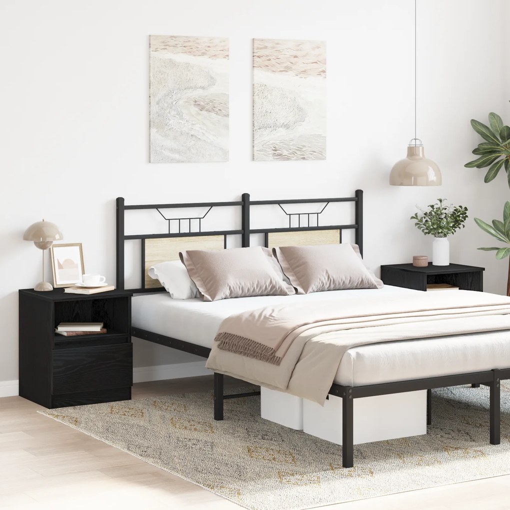 vidaXL Κομοδίνα 2 τμχ Μαύρο Δρυς 40x40x50 εκ Επεξεργασμένο ξύλο