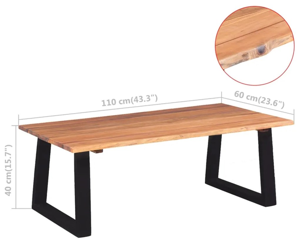 vidaXL Τραπεζάκι Σαλονιού 110 x 60 x 40 εκ. από Μασίφ Ξύλο Ακακίας