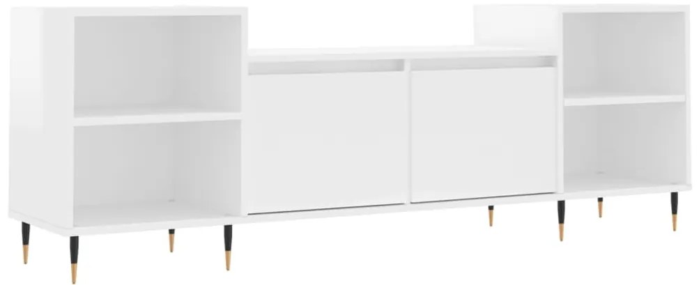 vidaXL Έπιπλο Τηλεόρασης Γυαλ. Λευκό 160x35x55 εκ. Επεξεργασμένο Ξύλο