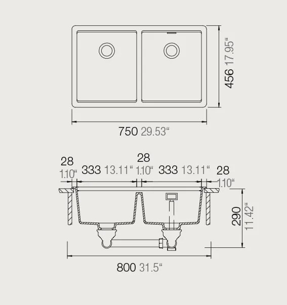 Νεροχύτης Schock Manhattan Cristalite 30290U-Gkri