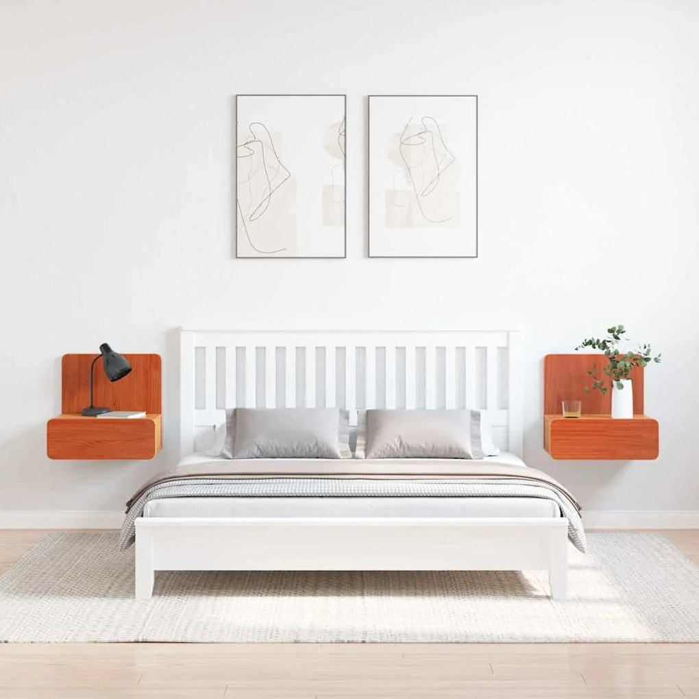 vidaXL Κομοδίνο 2 pcs Καφέ κεριού 44 x 32.5 x 40 εκ. Μασίφ ξύλο πεύκου