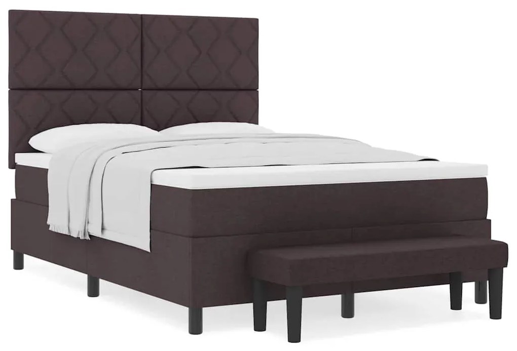 vidaXL Κρεβάτι με ελατήρια με στρώμα Σκούρο Καφέ 140 x 200 cm