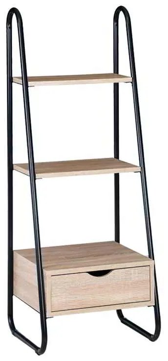 Ραφιέρα Συρτ. με 44x37x114cm Μεταλ.Μαύρη/απ.Σημύδας