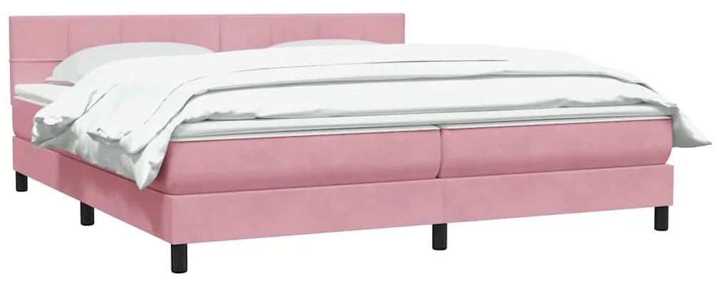 vidaXL Κρεβάτι Boxspring με Στρώμα Ροζ 200x210 εκ. Βελούδινο