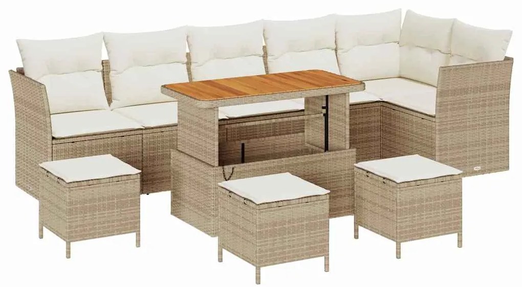 vidaXL Σετ Καναπέ Κήπου 10 pcs Μπεζ συνθετικό ρατάν