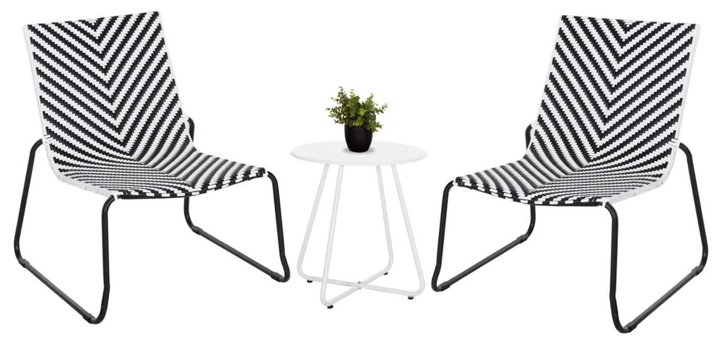 ΣΕΤ LOUNGE 3TMX ΕΞ.ΧΩΡΟΥ PONY HM21193.02 ΜΕΤΑΛΛΟ ΚΑΙ ΣΥΝΘ.RATTAN ΣΕ ΛΕΥΚΟ-ΜΑΥΡΟ