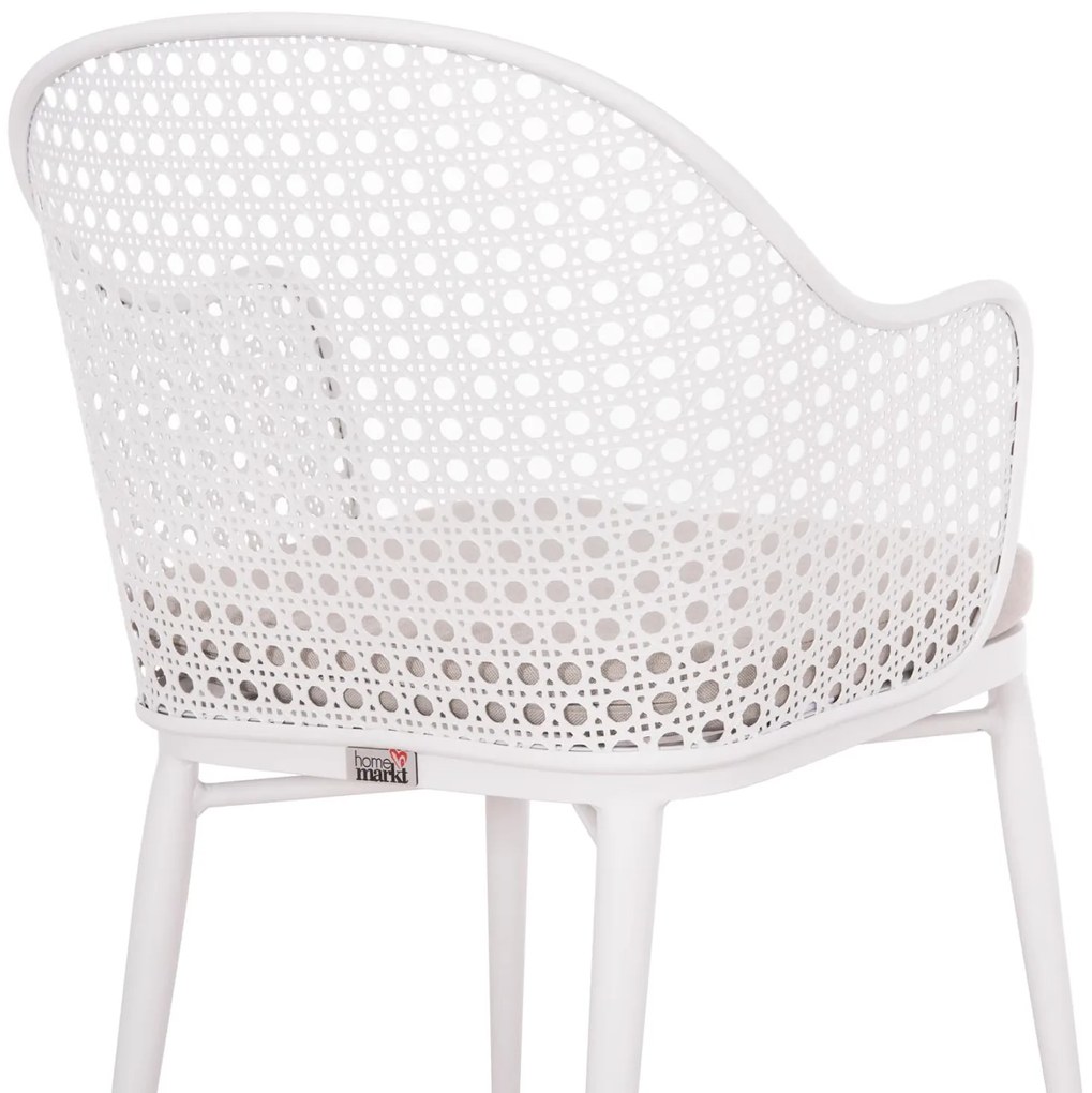 Καρέκλα - Πολυθρόνα OREGO C6268.02 Λευκή Αλουμινίου με Ανοιχτό Γκρί Μαξιλάρι 56x59x81Υεκ. 56x59x81 εκ.