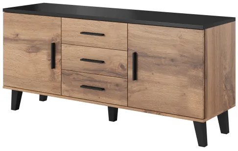 Chest of drawers LOTTA 150 (2D3S) wotan oak/black DIOMMI CAMA-LOTTA-KOMODA-150-2D3S-DWO/CZ