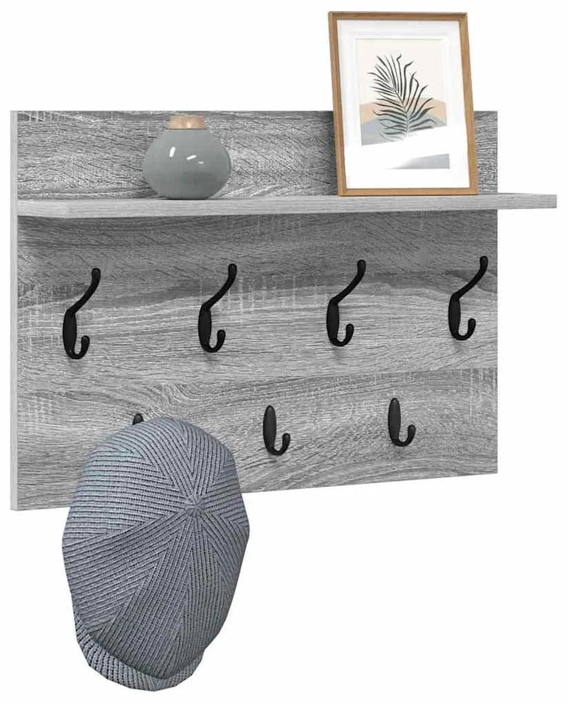 vidaXL Τοίχου Κρεμάστρα με ράφι Γκρίζο Σονομα 60 x 40 x 12 cm