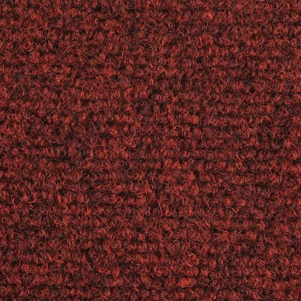 Πατάκια Σκάλας Αυτοκόλ. 10 τεμ. Κόκκινο 65x21x4 εκ Βελονιασμένα - Κόκκινο