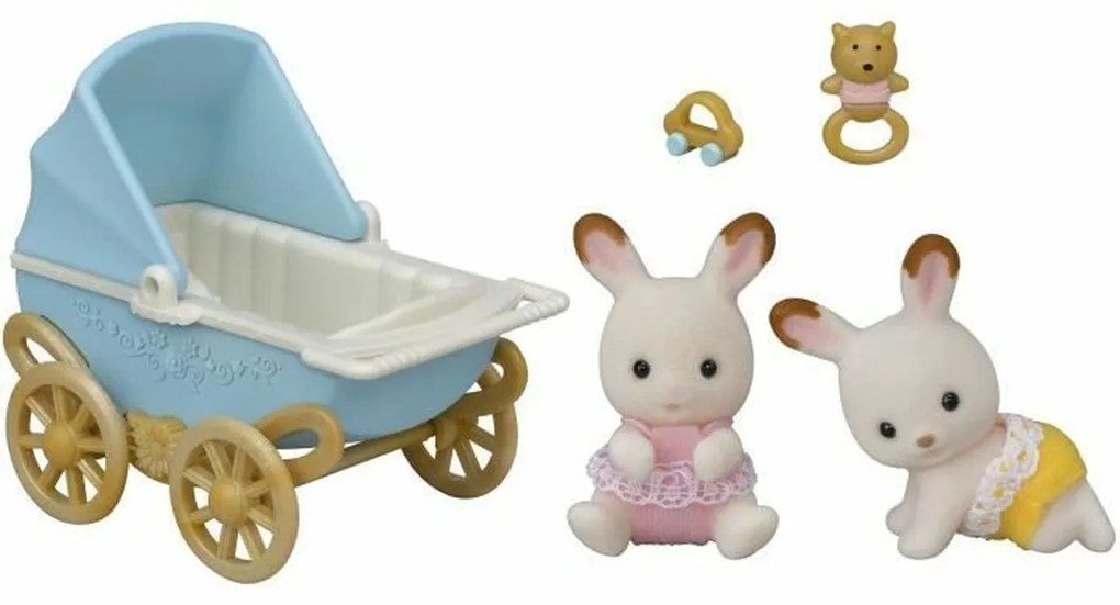 Playset Sylvanian Families Chocolate Bunny Twins and Double Stroller