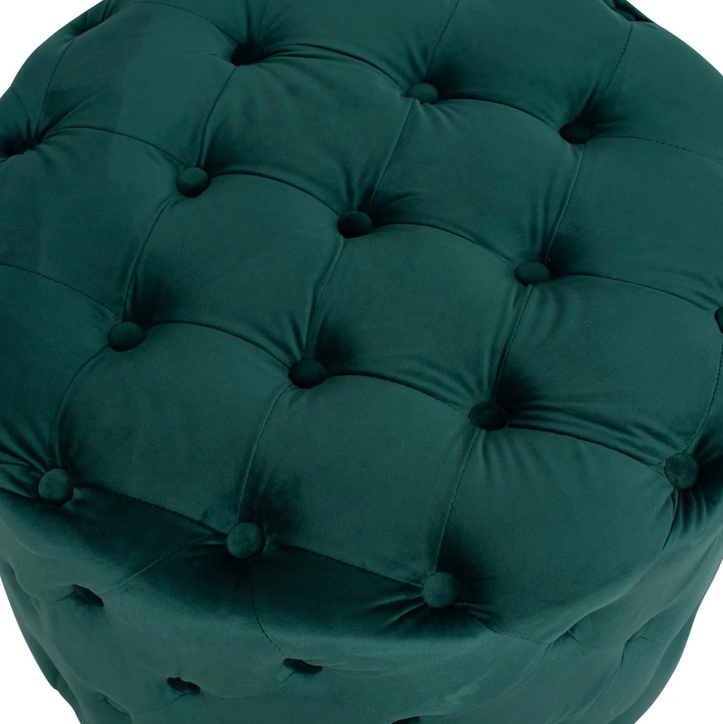 Σκαμπό KASSIE τύπου CHESTERFIELD Βελούδο Κυπαρισσί Φ60x43Υ εκ. 60x60x43 εκ.