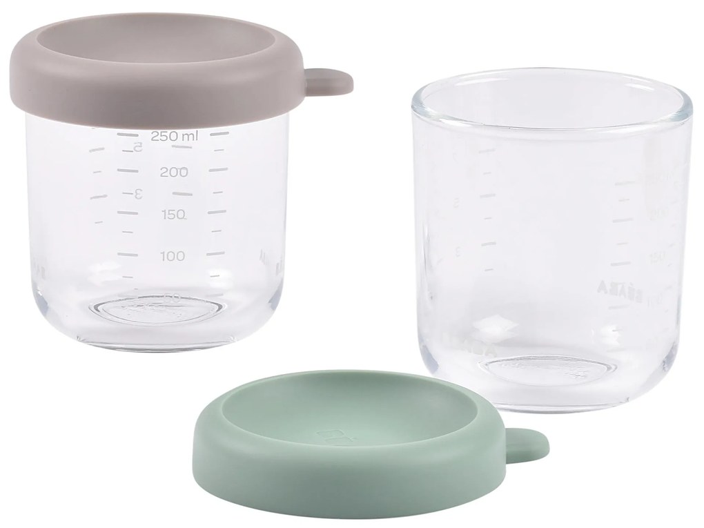 Béaba Γυάλινα Δοχεία αποθήκευσης φαγητού 2τεμ 250ml Sage green/Gazelle