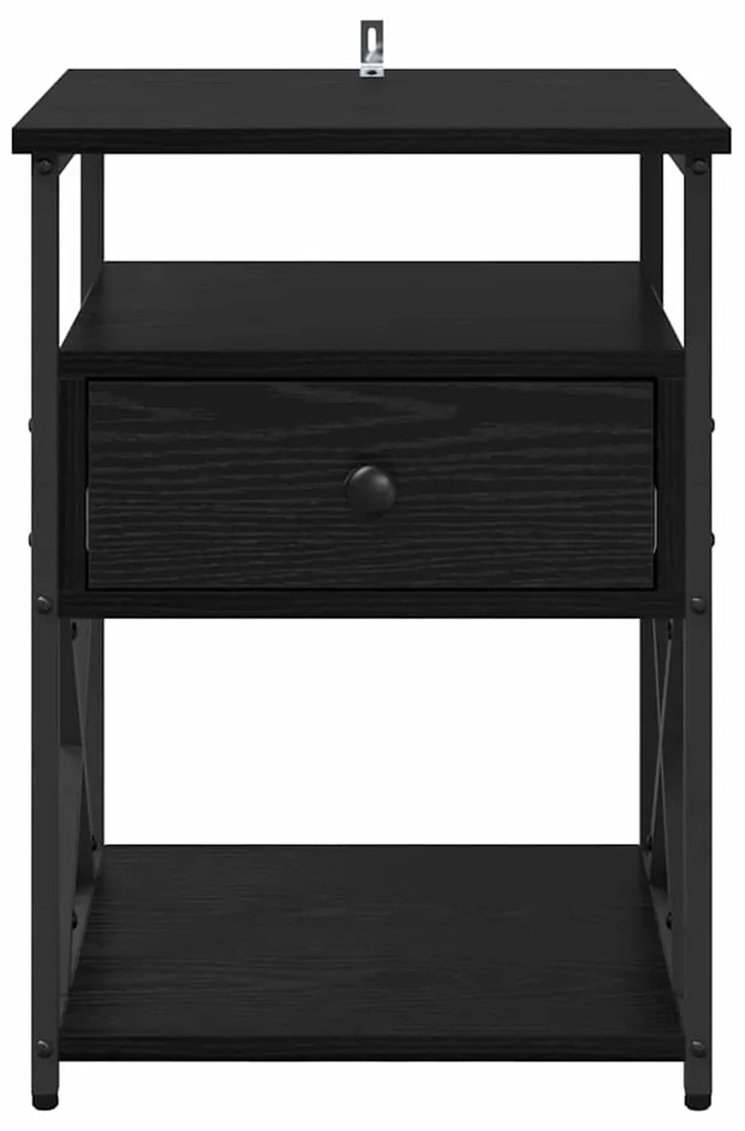 vidaXL Κομοδίνο Μαύρη Οξυά 40 x 42 x 55 εκ Επεξεργασμένο ξύλο