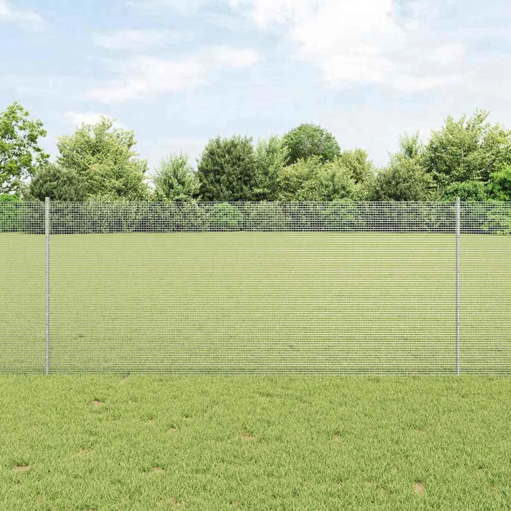 vidaXL Φράχτης με Στήλες. Ασημί 1 x 25 m Ατσάλι