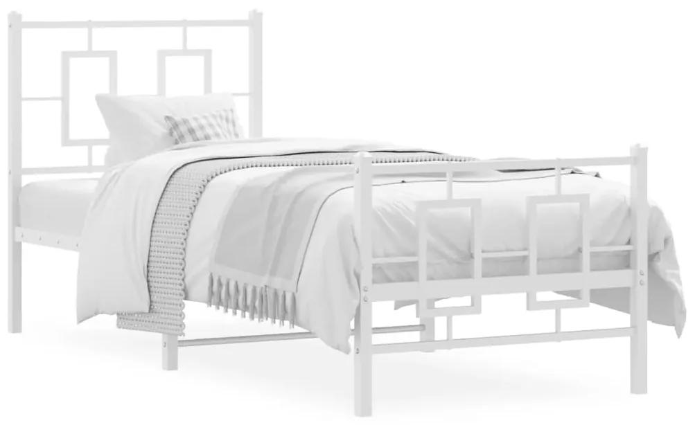 Πλαίσιο Κρεβατιού με Κεφαλάρι/Ποδαρικό Λευκό 75x190 εκ. Μέταλλο