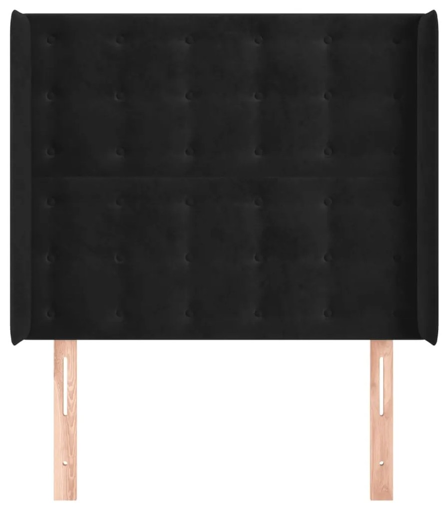 vidaXL Κεφαλάρι με Πτερύγια Μαύρο 103x16x118/128 εκ. Βελούδινο