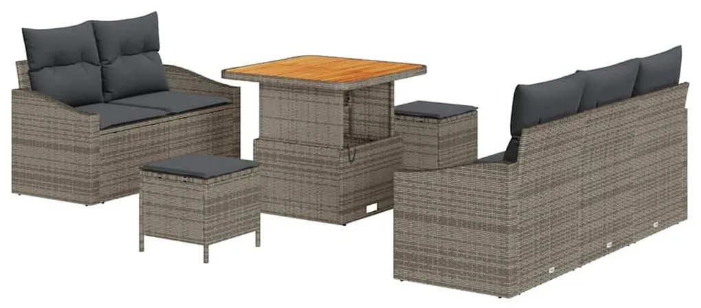 vidaXL Σετ Καναπέ Κήπου με μαξιλάρι 8 pcs Γκρι συνθετικό ρατάν