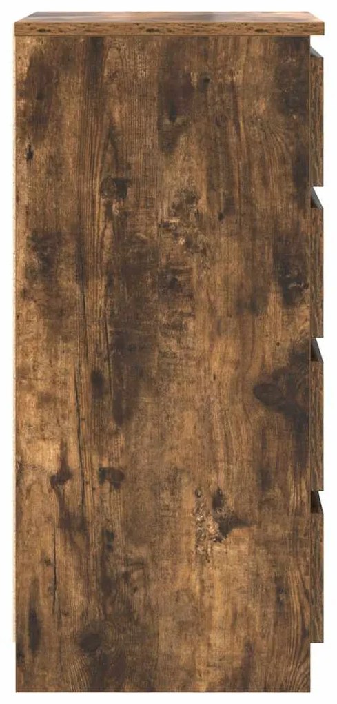 Συρταριέρα με Συρτάρια Καπνιστή Δρυς 37,5x35x99 εκ. Επεξ. Ξύλο - Καφέ