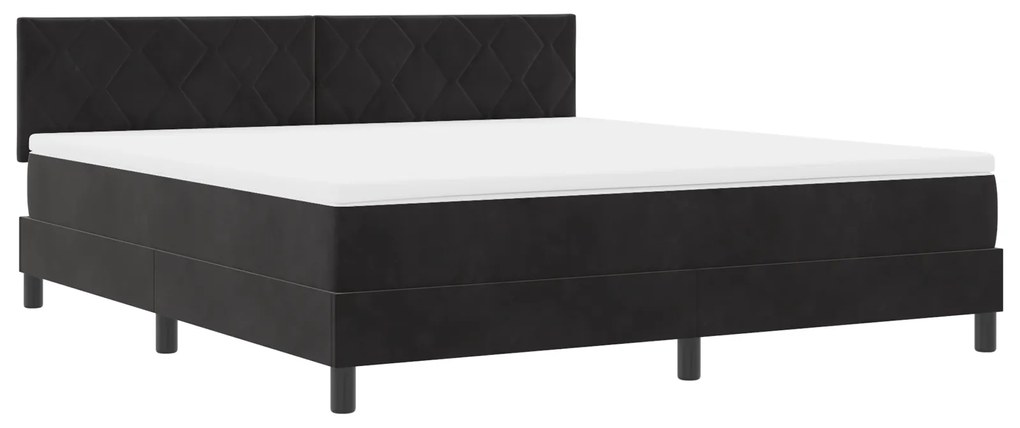 vidaXL Κρεβάτι Box Spring με Στρώμα Μαύρο Σούπερ Βασιλικό Βελούδο