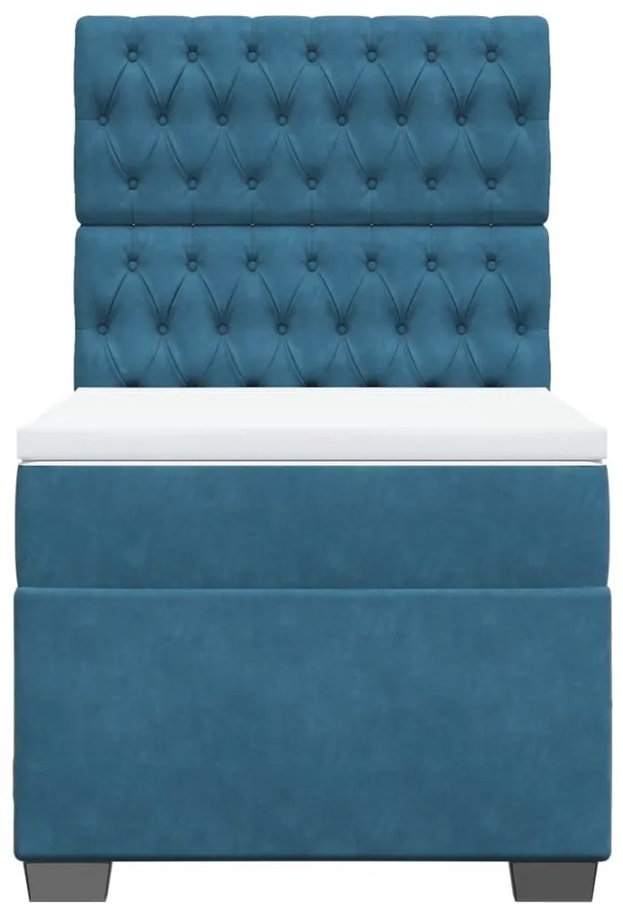 vidaXL Κρεβάτι Boxspring με Στρώμα Μπλε 100x200 εκ. Βελούδινο