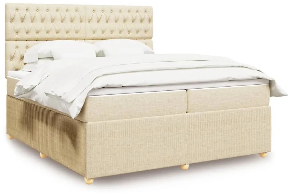 ΚΡΕΒΑΤΙ BOXSPRING ΜΕ ΣΤΡΩΜΑ ΚΡΕΜ 200X200 ΕΚ. ΥΦΑΣΜΑΤΙΝΟ 3292175