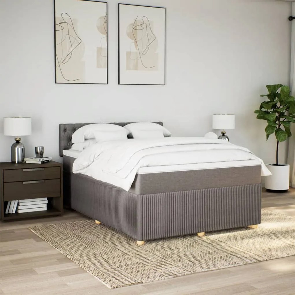 Κρεβάτι Boxspring με Στρώμα Taupe 140x190 εκ. Υφασμάτινο - Μπεζ-Γκρι