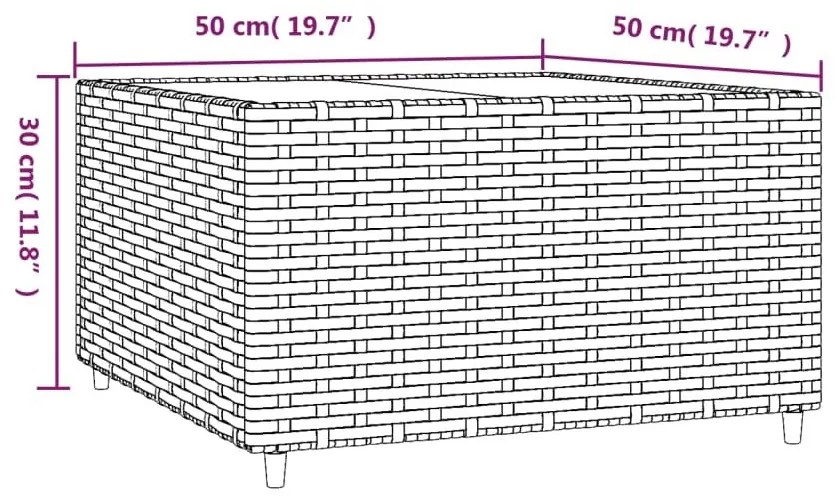 Τραπέζάκι Κήπου Τετράγωνο Καφέ 50x50x30 εκ. από Συνθετικό Ρατάν - Καφέ