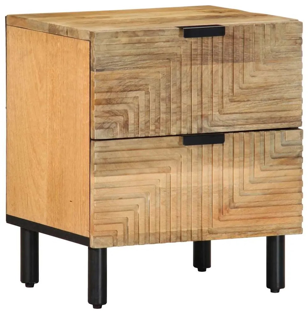 Κομοδίνα 2 τεμάχια καφέ 40x33x46 cm από μασίφ ξύλο Mango - Καφέ