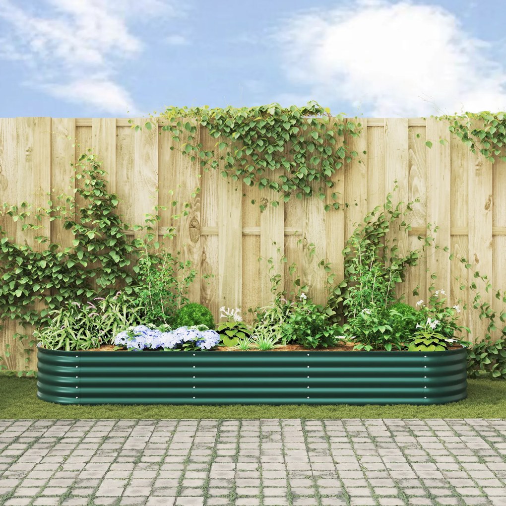 vidaXL Υπερυψωμένη Ζαρντινιέρα Πράσινο 320 x 80 x 44 cm Ατσάλι