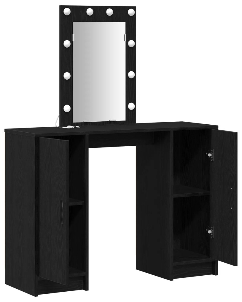 vidaXL Καθρέφτης με LED Φώτα Μαύρη Δρυς 102x33x135 εκ