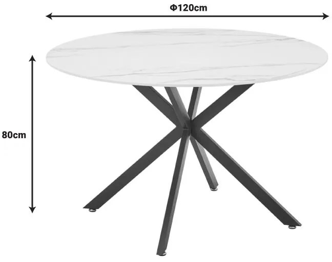 Τραπεζαρία Karg-Stoyen 5τεμ λευκό ύφασμα - λευκό-μαύρο μαρμάρου Φ120x75εκ 120x120x75 εκ.