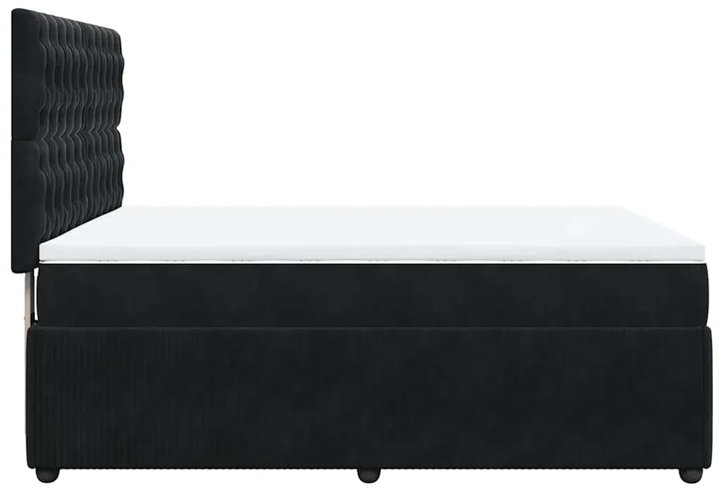 vidaXL Κρεβάτι Boxspring με Στρώμα Μαύρο 140x200 εκ. Βελούδινο