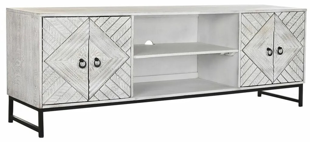 Τηλεόραση DKD Home Decor 180 x 40 x 60 cm Μαύρο Μέταλλο Λευκό Ξύλο από Μάνγκο
