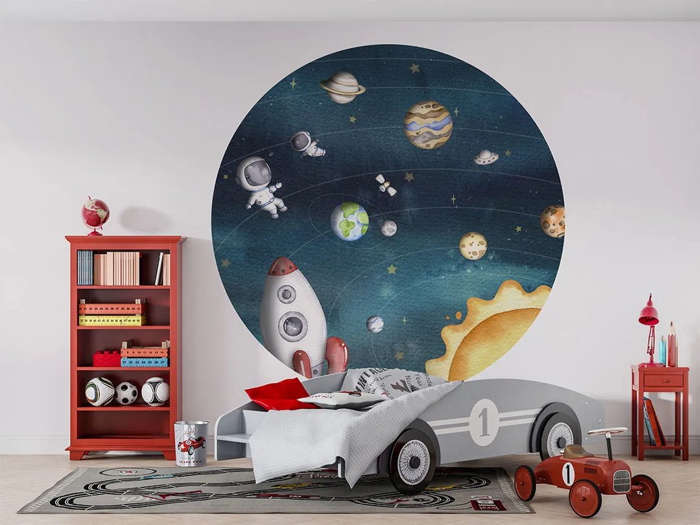 Space Joy Ταπετσαρια Τοιχου Σκουρο Μπλε Στρογγυλη 80cm