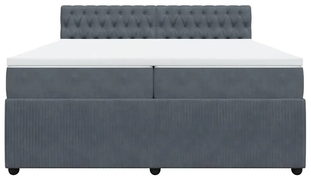 vidaXL Κρεβάτι Boxspring με Στρώμα Σκούρο Γκρι 200x200 εκ. Βελούδινο