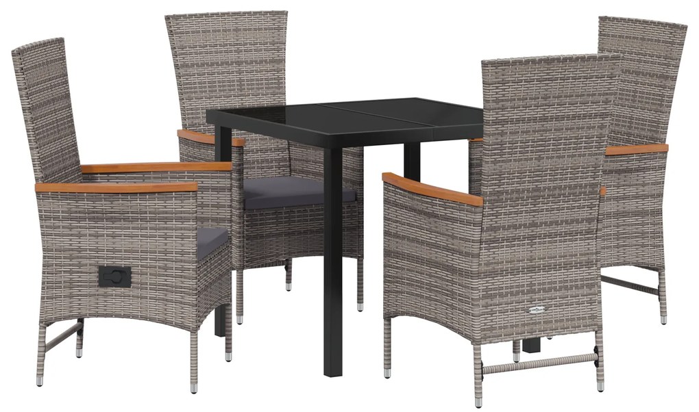 vidaXL Καρέκλες Εξωτερικού Χώρου 5 pcs Γκρι 80 x 80 x 73 εκ PE Ρατάν