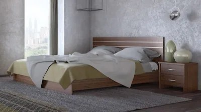 Κρεβάτι Νο1 160x190 Υπέρδιπλο Μελαμίνης Καρυδί ΣΒ9-1-64