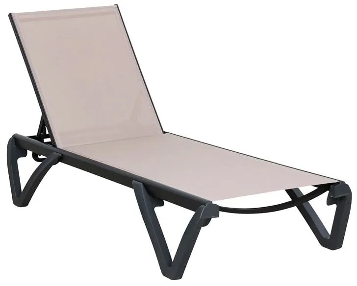 CAPRI K/D Ξαπλώστρα Αλουμίνιο Μαύρο, PP-UV Μαύρο - Textilene Cappuccino 68/58x190x30cm