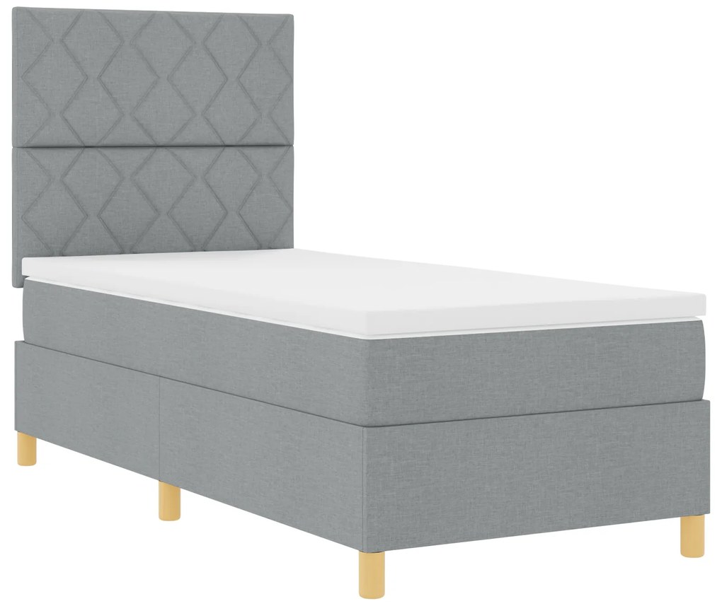 vidaXL Κρεβάτι Με Κοφτό Στρώμα Ανοιχτό Γκρι 90x200 cm Ύφασμα