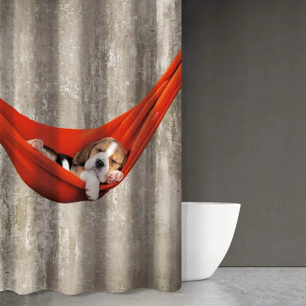 Κουρτίνα Μπάνιου Animals Des 201 Beige - Red Saint Clair 180x200cm 180Πx200Υ 180x200cm Πολυέστερ