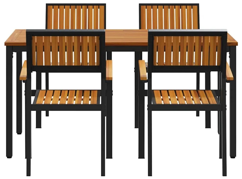 vidaXL Σέτ φαγητού για κήπο 5 pcs Μαύρο Στερεό Ξύλο Ακακίας