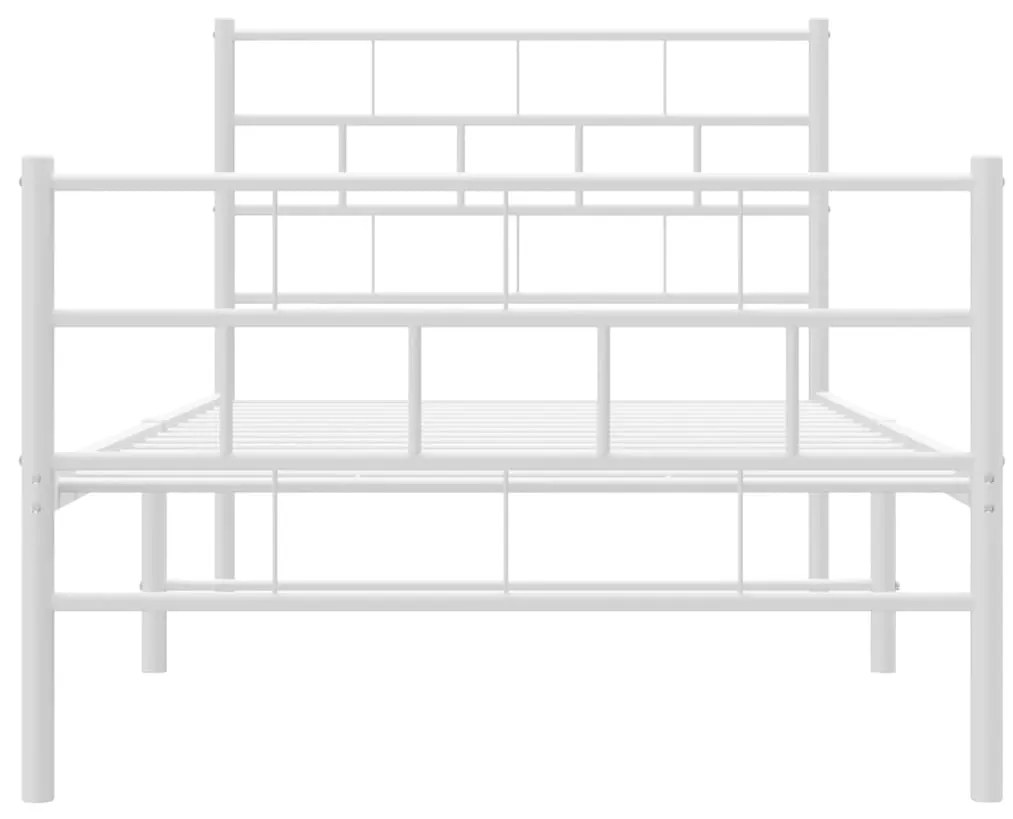 vidaXL Πλαίσιο Κρεβατιού με Κεφαλάρι/Ποδαρικό Λευκό 75x190 εκ. Μέταλλο