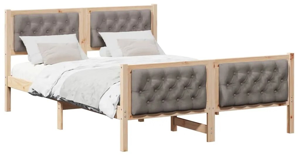 vidaXL Σκελετός Κρεβατιού Taupe 150 x 200 cm Στερεά ξυλεία πεύκου