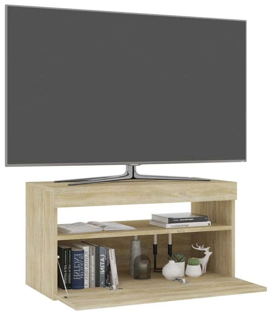 vidaXL Έπιπλο Τηλεόρασης με LED Sonoma Δρυς 75 x 35 x 40 εκ.