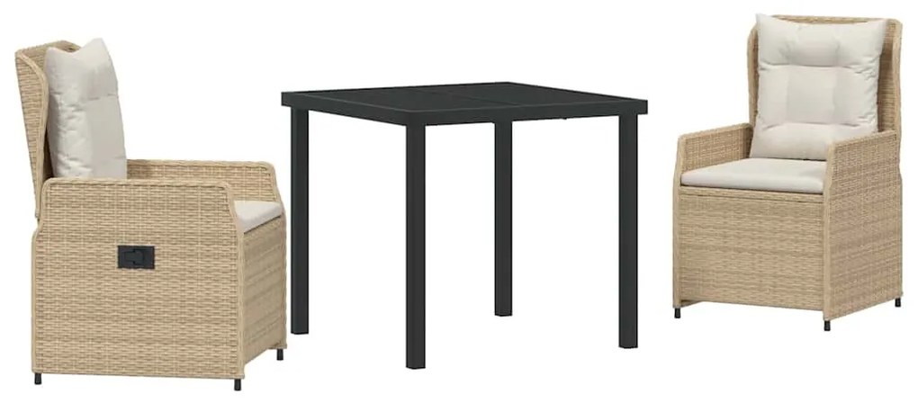 vidaXL Σέτ φαγητού για κήπο 3 pcs Μπεζ συνθετικό ρατάν