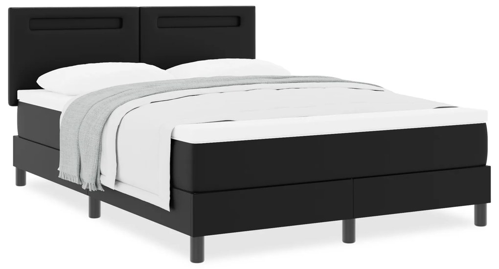 vidaXL Κρεβάτι με Ελατήριο και Στρώμα Μαύρο 140x200 εκ Συνθετικό Δέρμα